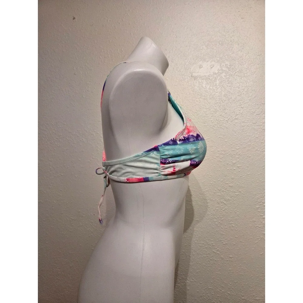 Collections by Catalina Women Tie Dye High Neck Bikini Top Blue Pink Medium 7-9
